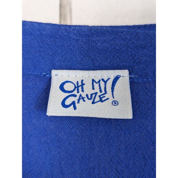 OH MY GAUZE! Tabasco Cotton Midi Dress Cobalt Lagenlook Minimalist Size L/XL - Picture 4 of 6